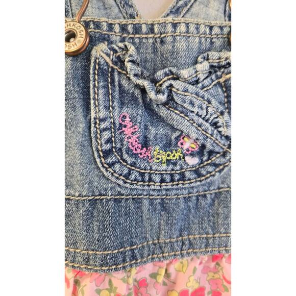 OshKosh B'gosh Vestbak Tiered Denim & Floral Jumper Dress 3M - Picture 2 of 6